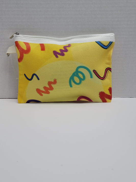 Yellow Squiggle Makeup Bag
