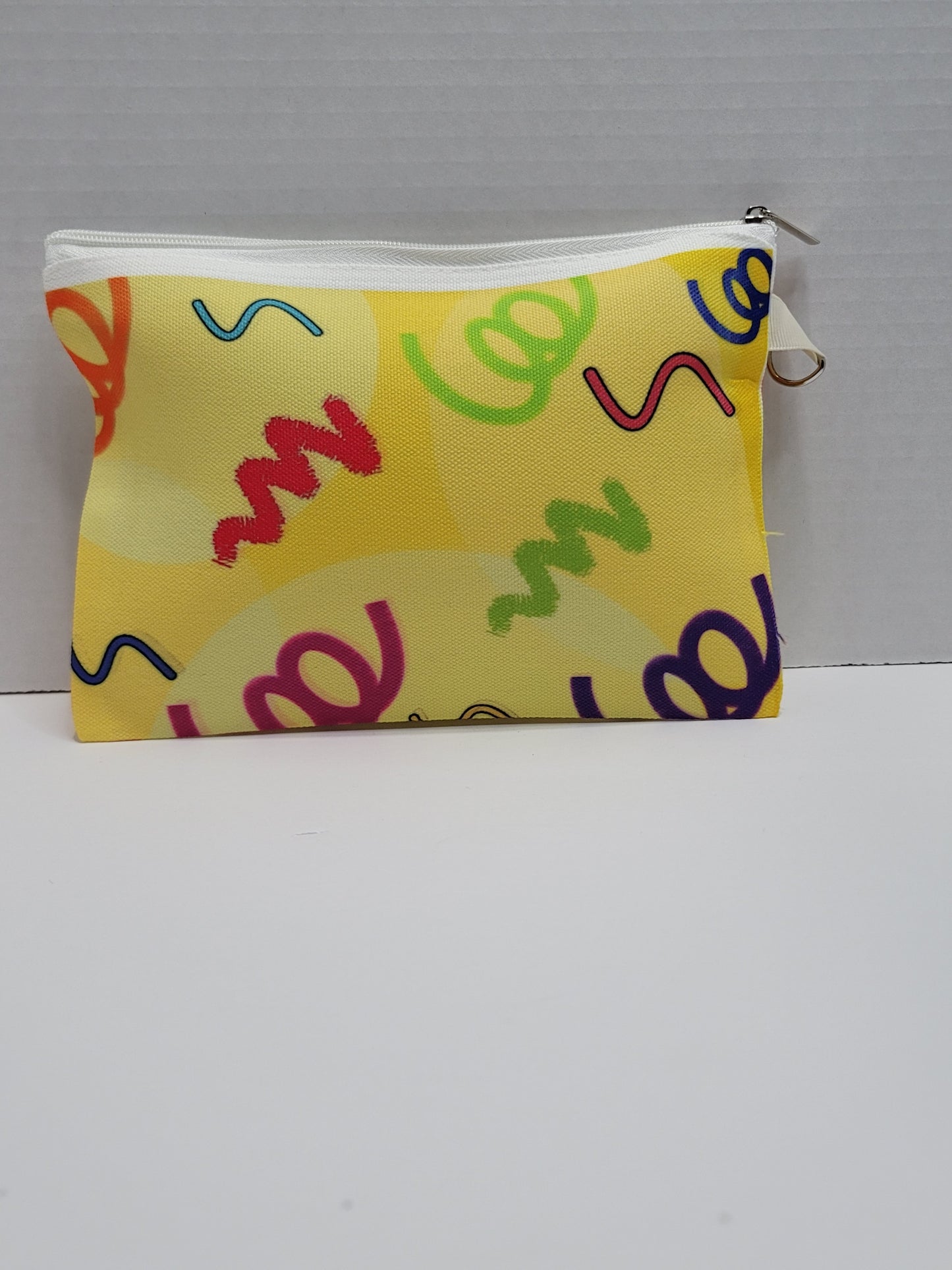 Yellow Squiggle Makeup Bag