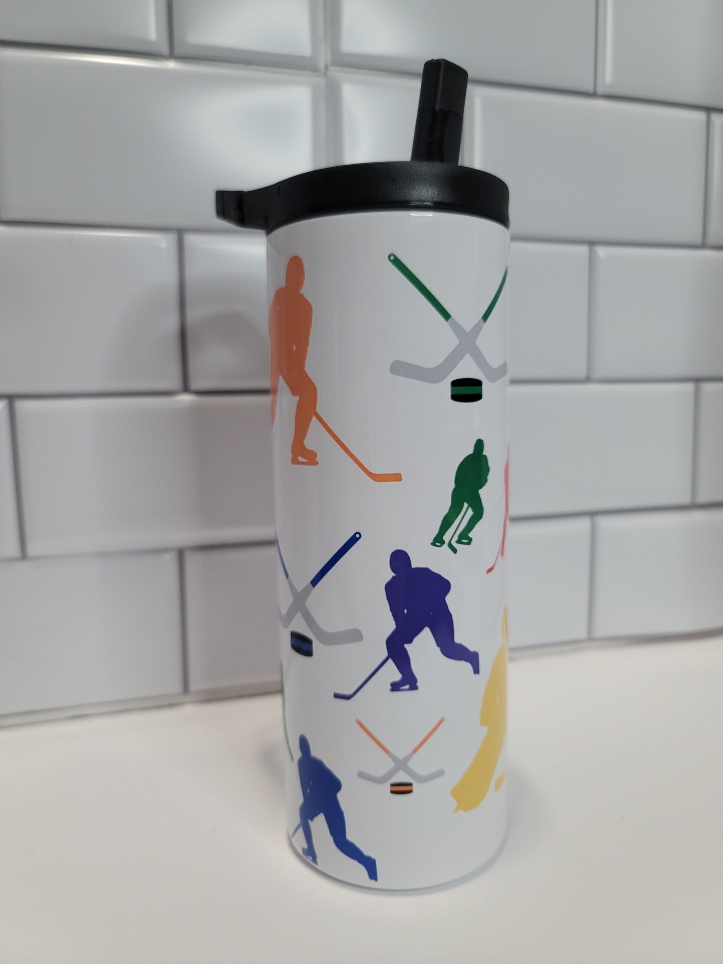 Colorful Hockey Player Water bottle/Tumbler 25oz