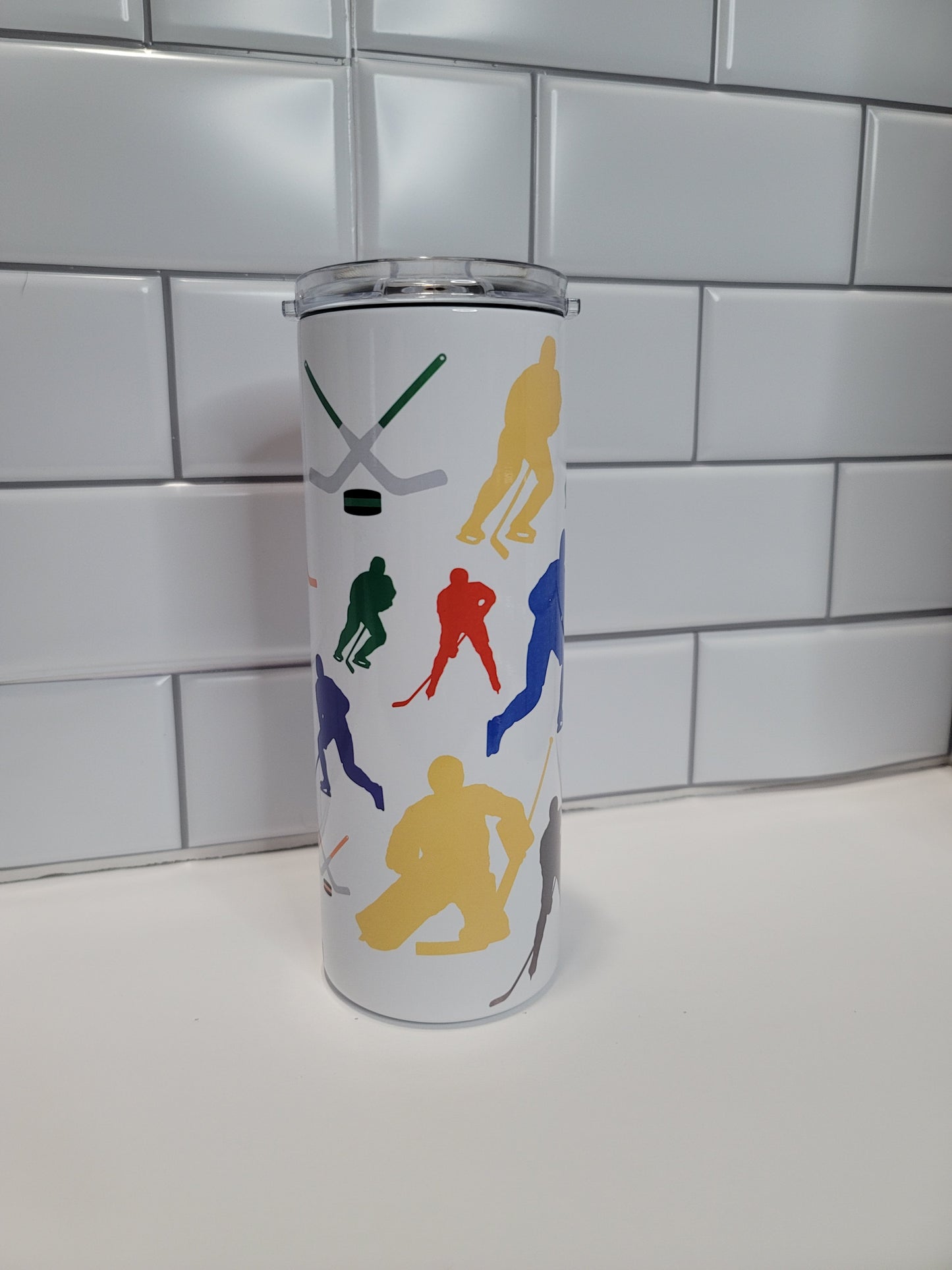 Colorful Hockey Player Water bottle/Tumbler 25oz