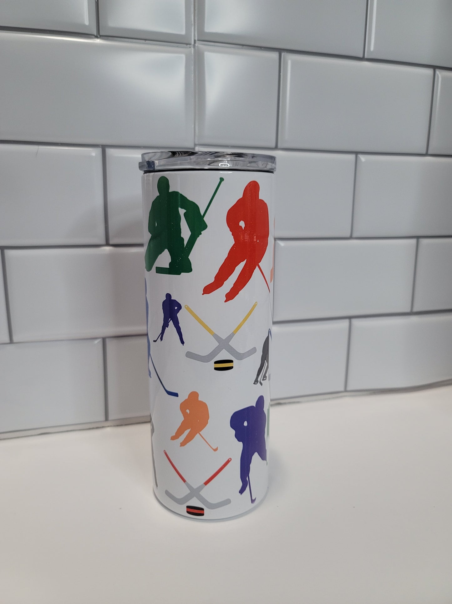 Colorful Hockey Player Water bottle/Tumbler 25oz