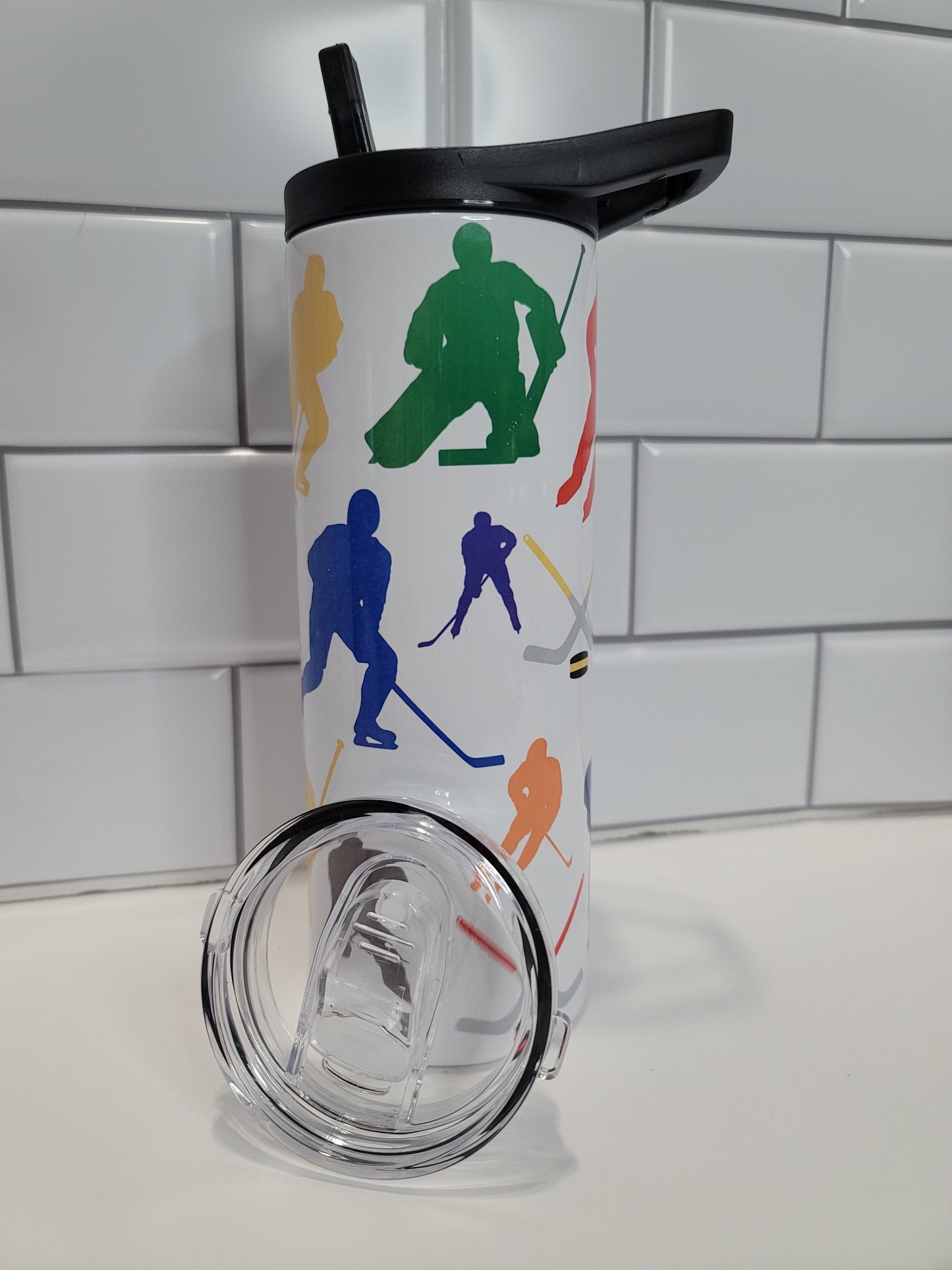 Colorful Hockey Player Water bottle/Tumbler 25oz