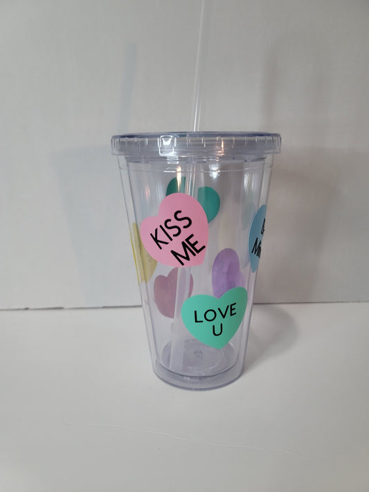 Conversation Heart Cold Tumbler