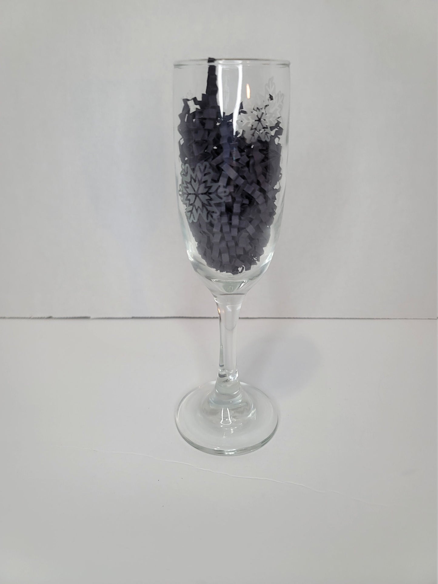 Etched Champagne Glasses with Snowflakes