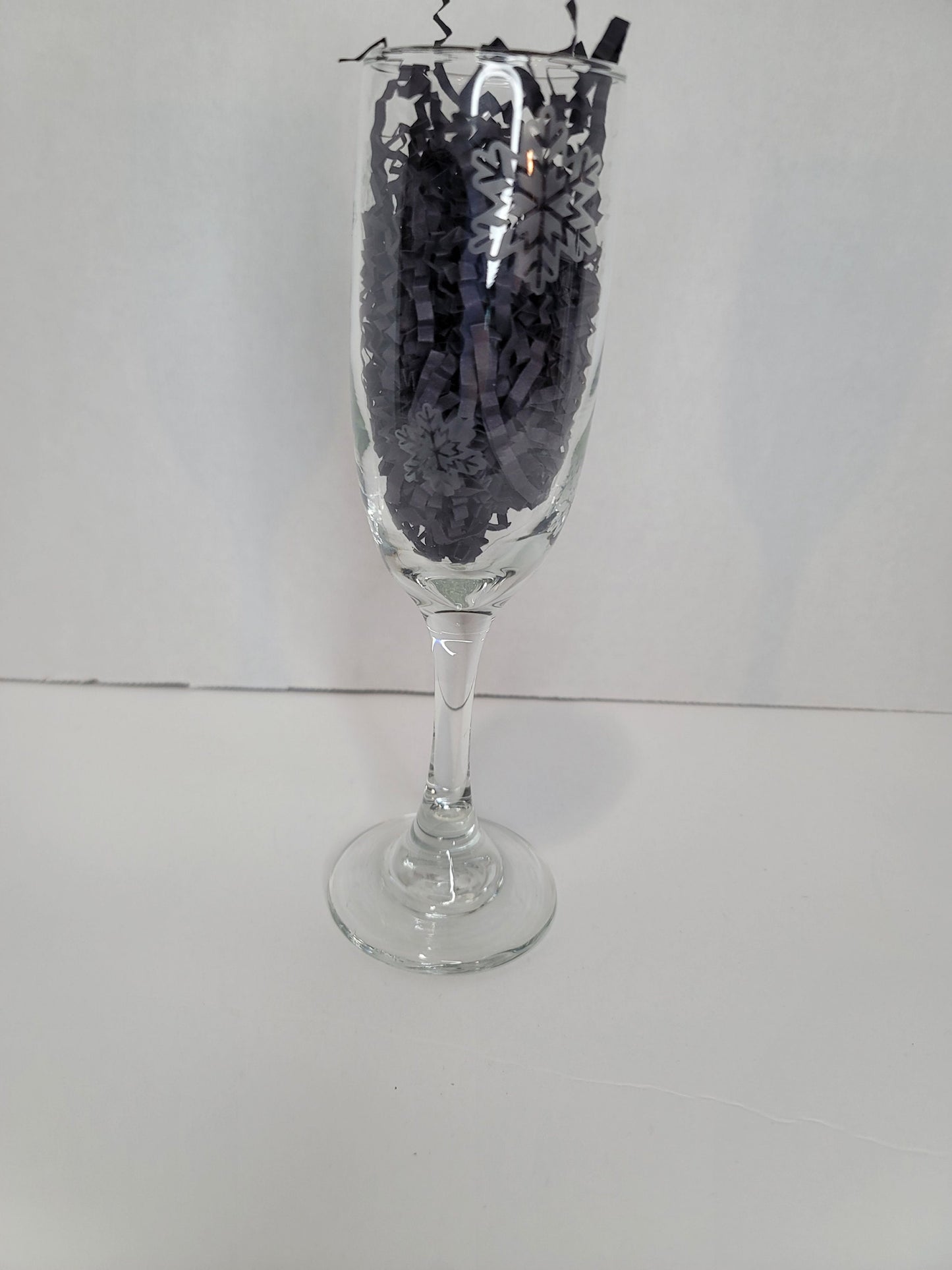 Etched Champagne Glasses with Snowflakes