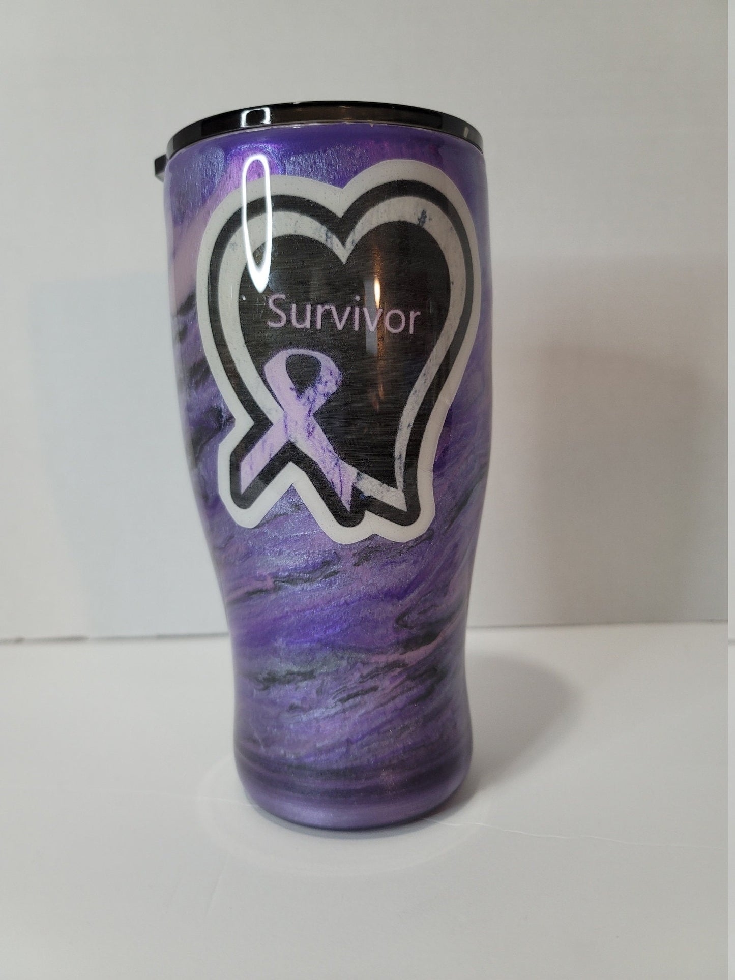 Survivor Purple Marble Tumbler